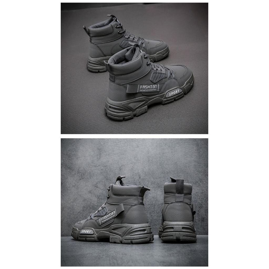 Casual Outdoor Work Boots,Trendy Men's Shoes Fashion Leather Boots,British High Top Men's Boots