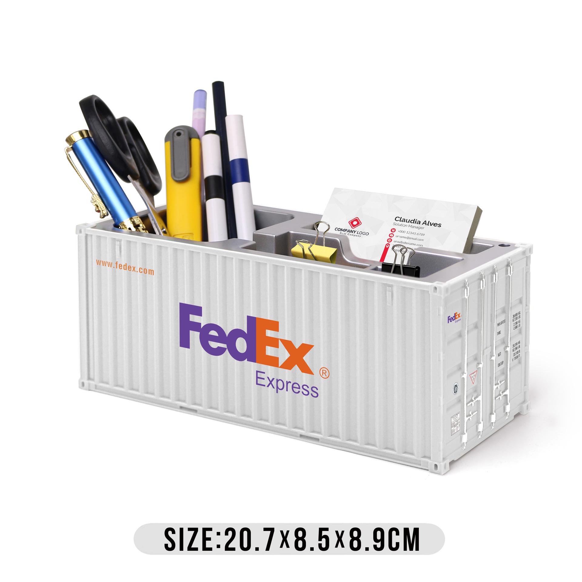 Blue COSCO Shipping Container Pen Holder Model Ornament - Simulated Storage Box Shipping Company Gift