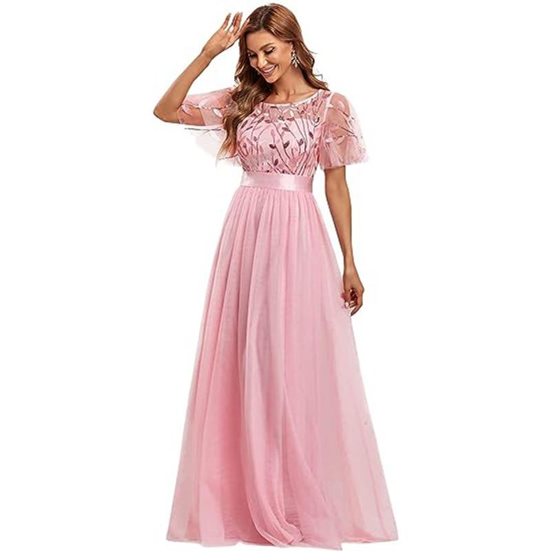 Dress new new dress long dress evening dress lace splicing dress women