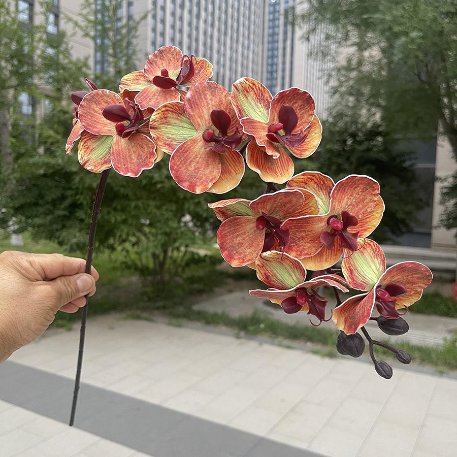 10pcs Phalaenopsis Orchids Artificial Flowers EVA Material 9 Heads Fake Orchid Stems for Wedding Home Decor Outdoor Photography
