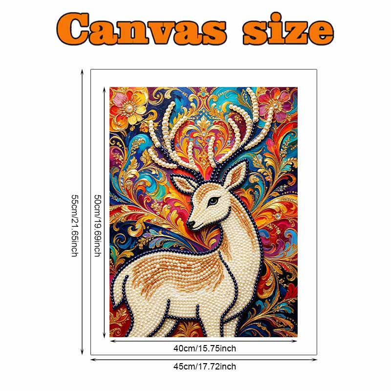 Pearl Painting Art Painting Kit for Adults and Beginners, Vivid Colorful Deer Sparkling Painting Craft Home Wall Decor Handmade Gift Art Piece