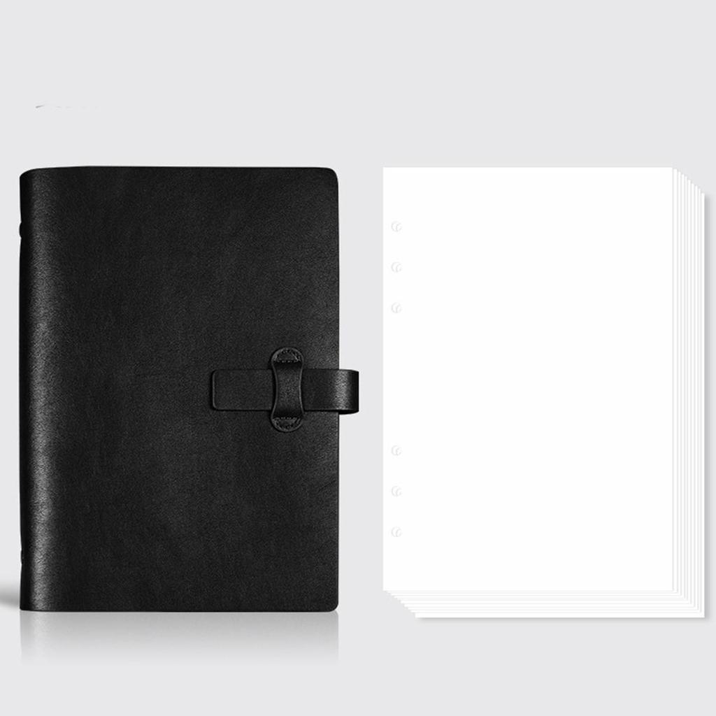 A5 Student Leather Loose-leaf Notebook, Work Notepad, Lined/grid/blank Pages, Business Meeting Record Book, Diary, Subject Notes