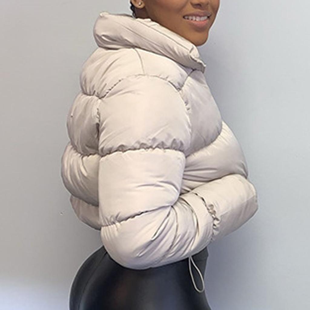 Fashion Women Solid Stand-up Collar Cardigan Down Jacket Outerwear Padded Coat