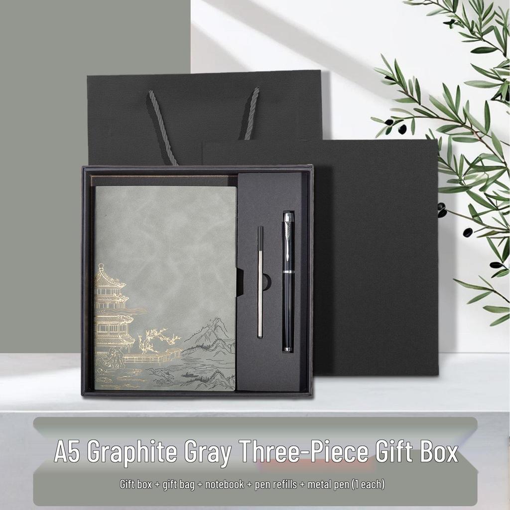 Chinese Style Soft Leather A5 Notebook - High-Quality Diary and Office Meeting Minutes Book