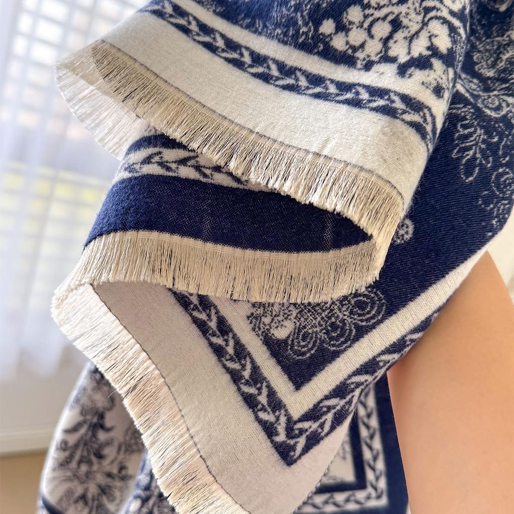 Herbst- und Winterblumen Imitationskaschmirschal Damen Winter Verdickter Kälteschal Schal Warm