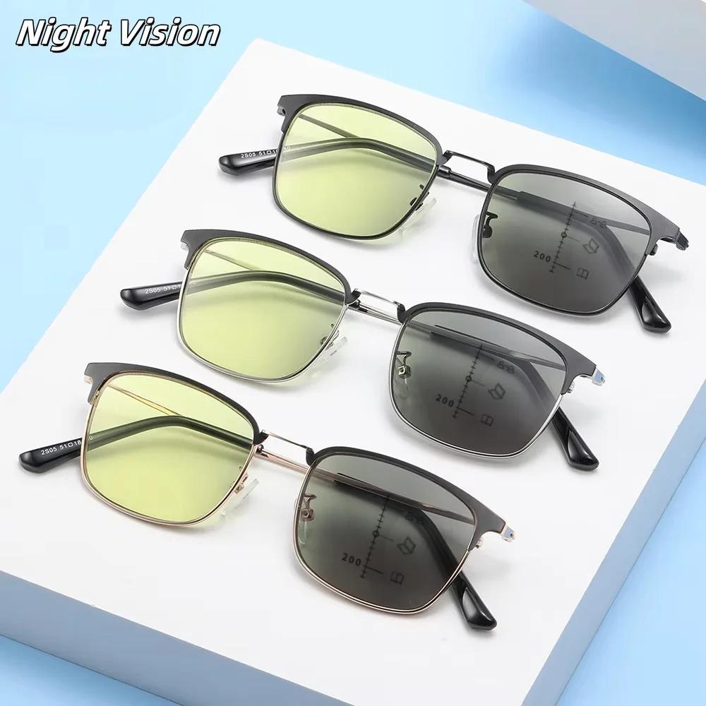 Nachtsicht Multifokal Photochrome Lesebrille für Presbyopie Anti-Blaulicht Lesebrille Distanz und Nähe Presbyopie Brille