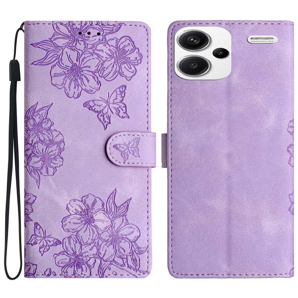 For Xiaomi Redmi Note 13 Pro+ 5G Case PU Leather Butterfly Flower Pattern Anti-Scratch Phone Cover