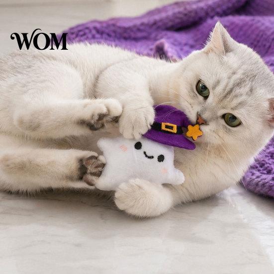 Non-toxic Cat Chew Toy Halloween Theme Toy, Soft Ghost Bat Pumpkin Plush Cute Stuffed for Indoor Cats Boredom Relief Pet