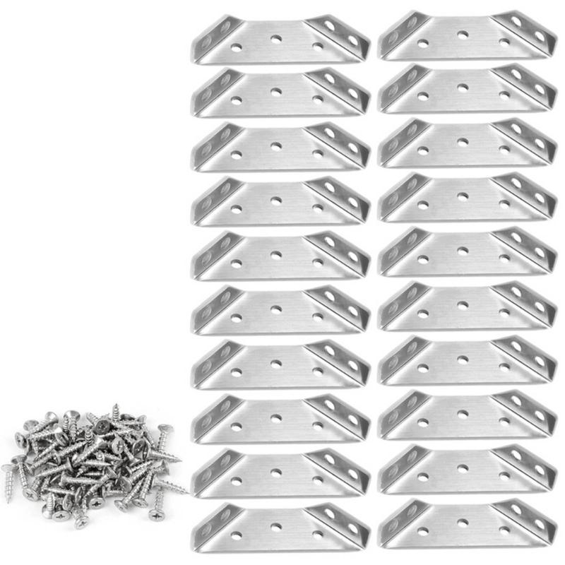 

20Pieces Triangular Corner Connectors Sturdy Trapezoidal Brackets With Screws for Secure Furniture Construction 1