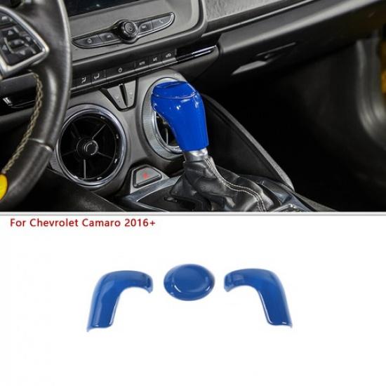 Blue Gear Shift Knob Head Cover Trim For Chevy Camaro 2016+ Interior Accessories