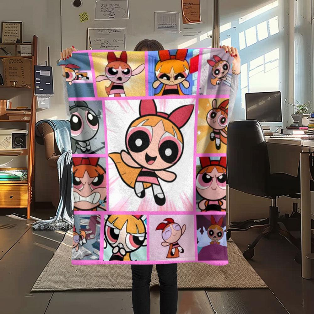Powerpuff Girls Cartoon printing Flannel Blanket Bedroom Sofa Camping Warm blanket Gifts for family and friends-MJ008