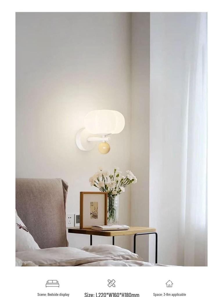 Cream Style Modern Nordic Pumpkin Wall Sconce for Bedroom or Hallway