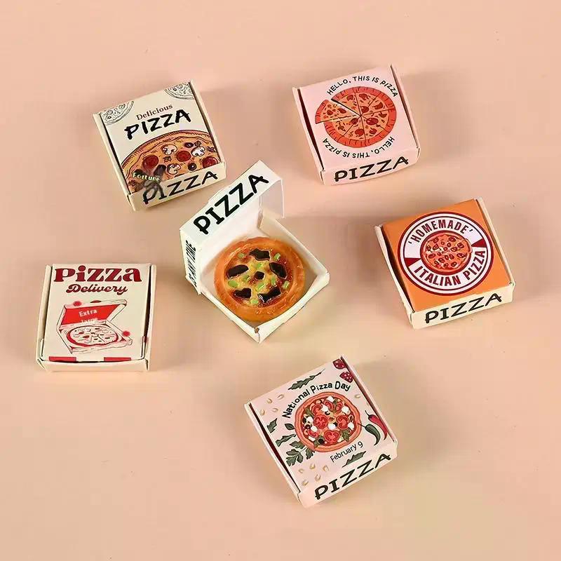 5/10 Pcs 1:12 Dollhouse Miniatures Pizza Box Model Doll House Accessories Decor Simulation Mini Food Toys Pretend Play Toys Diy