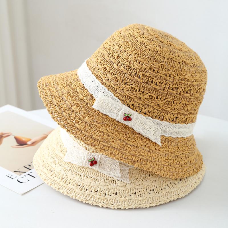 Hats Women Knitted Fisherman With Ribbon Cherry Bucket Hat Spring Summer Autumn SUNHAT Casual Travel