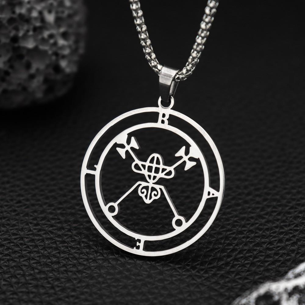 Men's Fashion Hip Hop Devil Buckle Sculpted Stainless Steel Pendant Necklace Personality Popular Holiday Gift Accessories