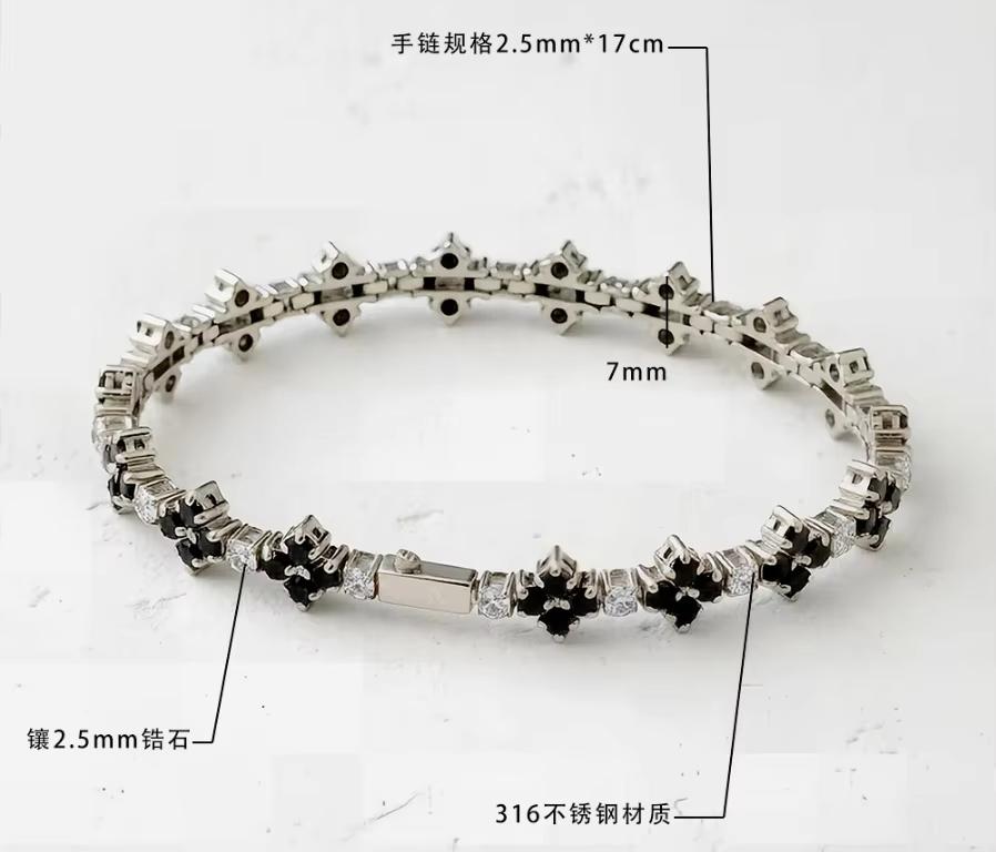 Iced Out Two Tone CZ 316L Stainless Steel Tennis Bracelet Spring Clasp Anti Tarnish Waterproof Hip Hop Jewelry for Women