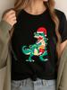 Dinosaur With Santa Hat Christmas Dinosaur T Rex Mens Korean Fashion Camiseta Masculina Outdoor
