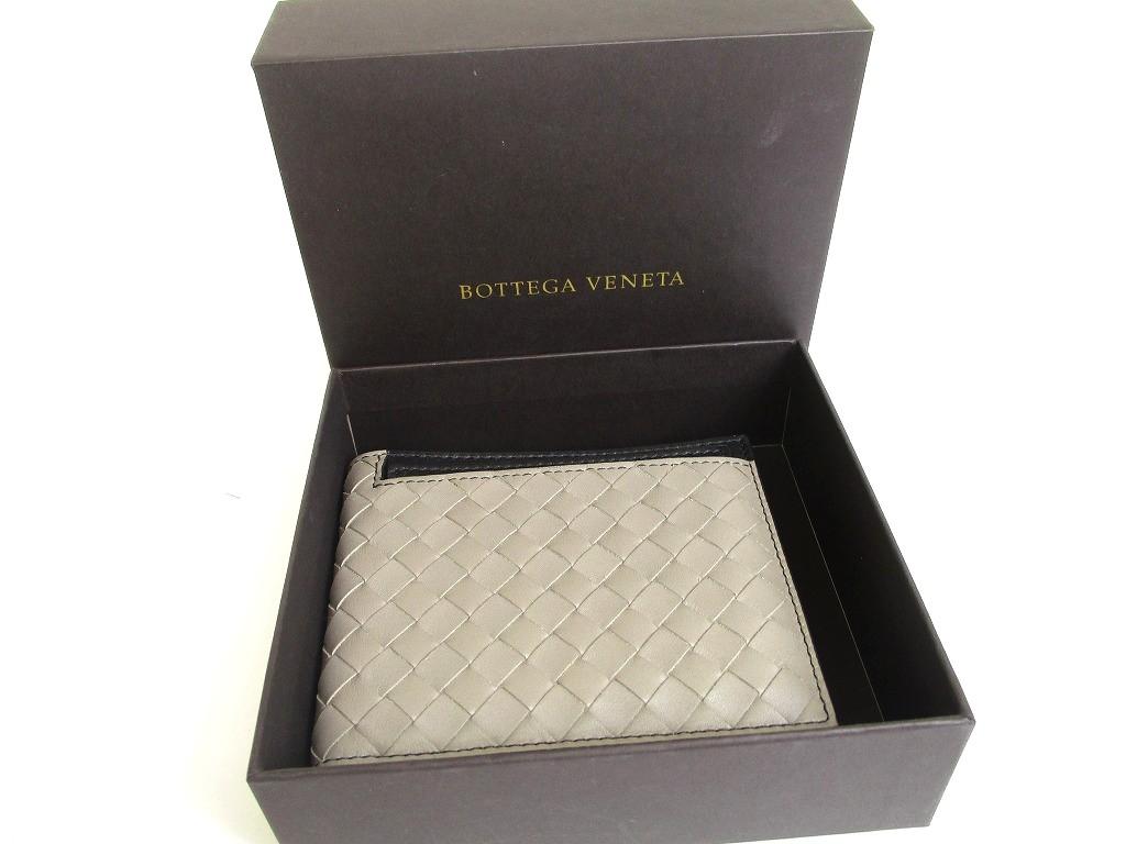 Authentic BOTTEGA VENETA Intrecciato Gray Leather Bifold Wallet Compact Wallet #a884  Refurbished
