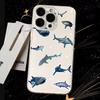 Sharks Cute sea blue pattern design Phone Case Transparent Phone Case For iPhone 16 15 14 13 12 11 Pro Max XR Plus