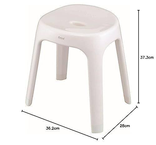 Asvel Emile S Bath Stool, Excellent Breathability, Comfortable Seat, 35cm, White, Easy to Stand Up and Sit Down, A5307
