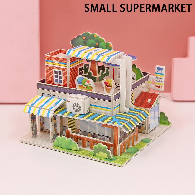 3D Paper Puzzle Montessori Miniature Houses Funny Carton Construction Models For Kids Handmade Educational Toys