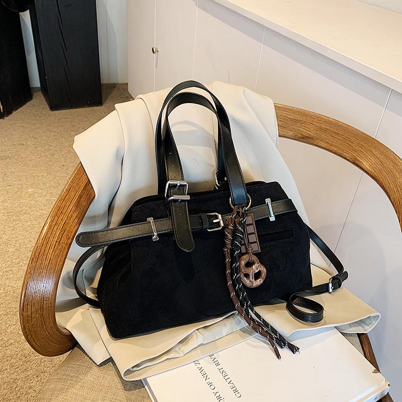 

Vintage Matte Leather Handbag, Simple Suede Tote Bag, Large Capacity Single Handbags Cross Body Shoulder Bags for Woman