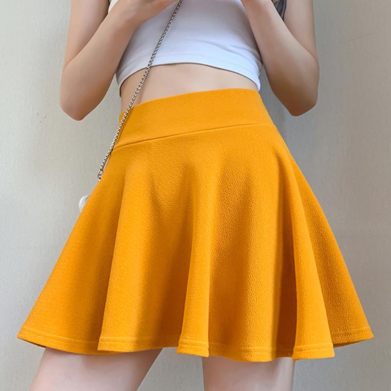 Bubble Short Skirt New Women's Large-size Skirt Women's Anti-exposure Korean High-waisted Sun Skirt Lined with Pleated Skirt