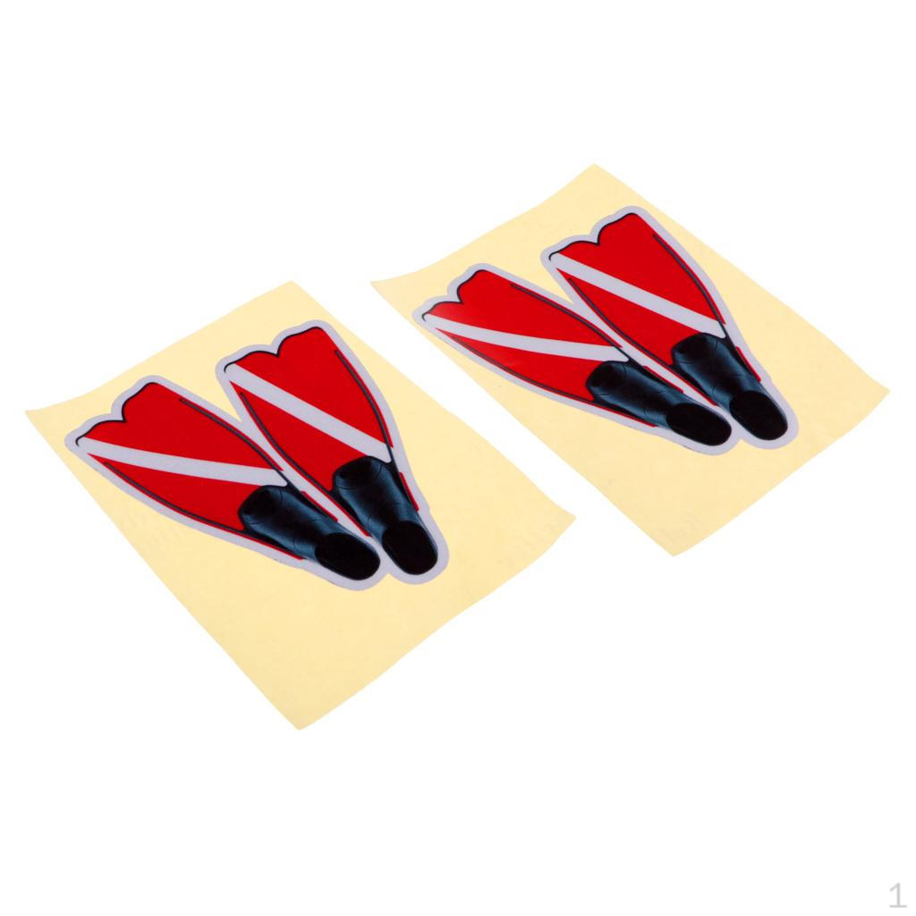 2 Pieces Self- Reflective Scuba Diving Diver Dive Sticker Flippers Decal for Swimming Car Truck