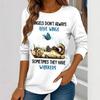 Herbst und Winter Damen Katze 3D-Druck Rundhals Langarm T-Shirt