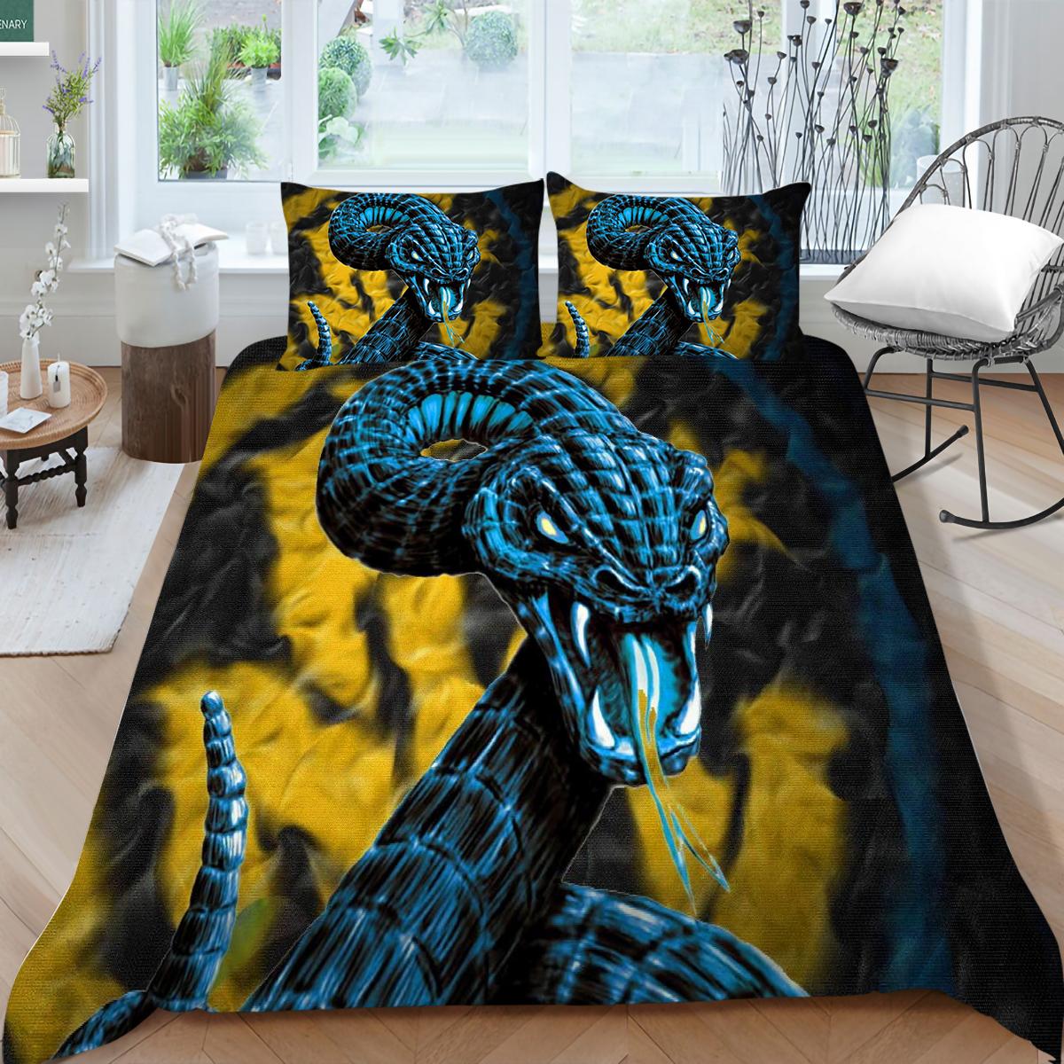 

Snake Patterned Bedding 3D Printed Terrifying Animal Bedding and Pillowcases 2/3 PCS Soft and Machine Washable Home Decoration for Boys Rooms Baby 100x135cm