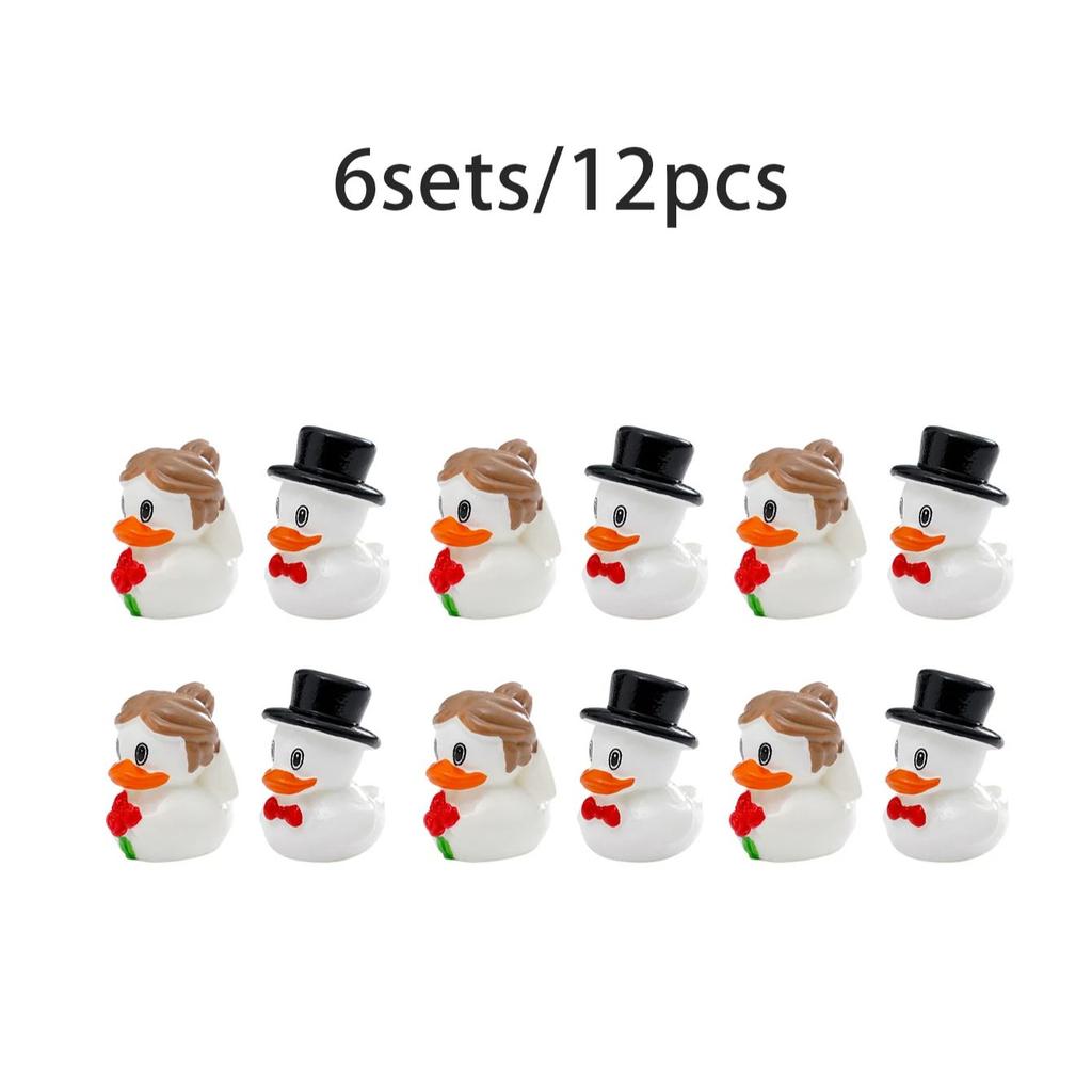 6/12Pcs Wedding Ducks Figurines Bride Groom Ornaments For Valentine Gift Decor
