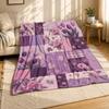 Levandulová květinová patchwork deka z korálového fleecu, styl prošívaná přikrývka