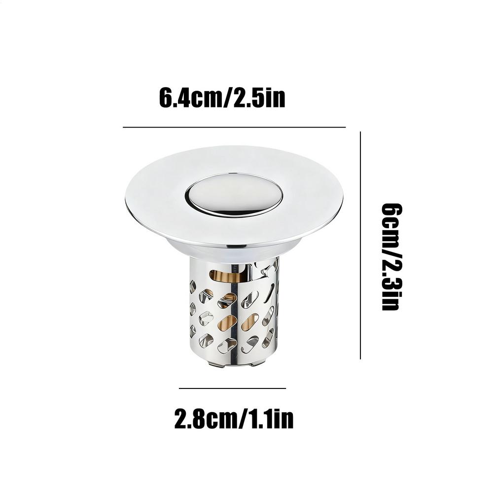 Pop-Up Bathroom Sink Stopper Odor-Resistant Press-To-Close Drain Plug for Washbasin Accessories Hair Catcher Strainer