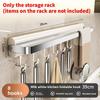 Aluminum Alloy Kitchen Wall Mount Rack With Hooks For Utensils And Cookware Storage