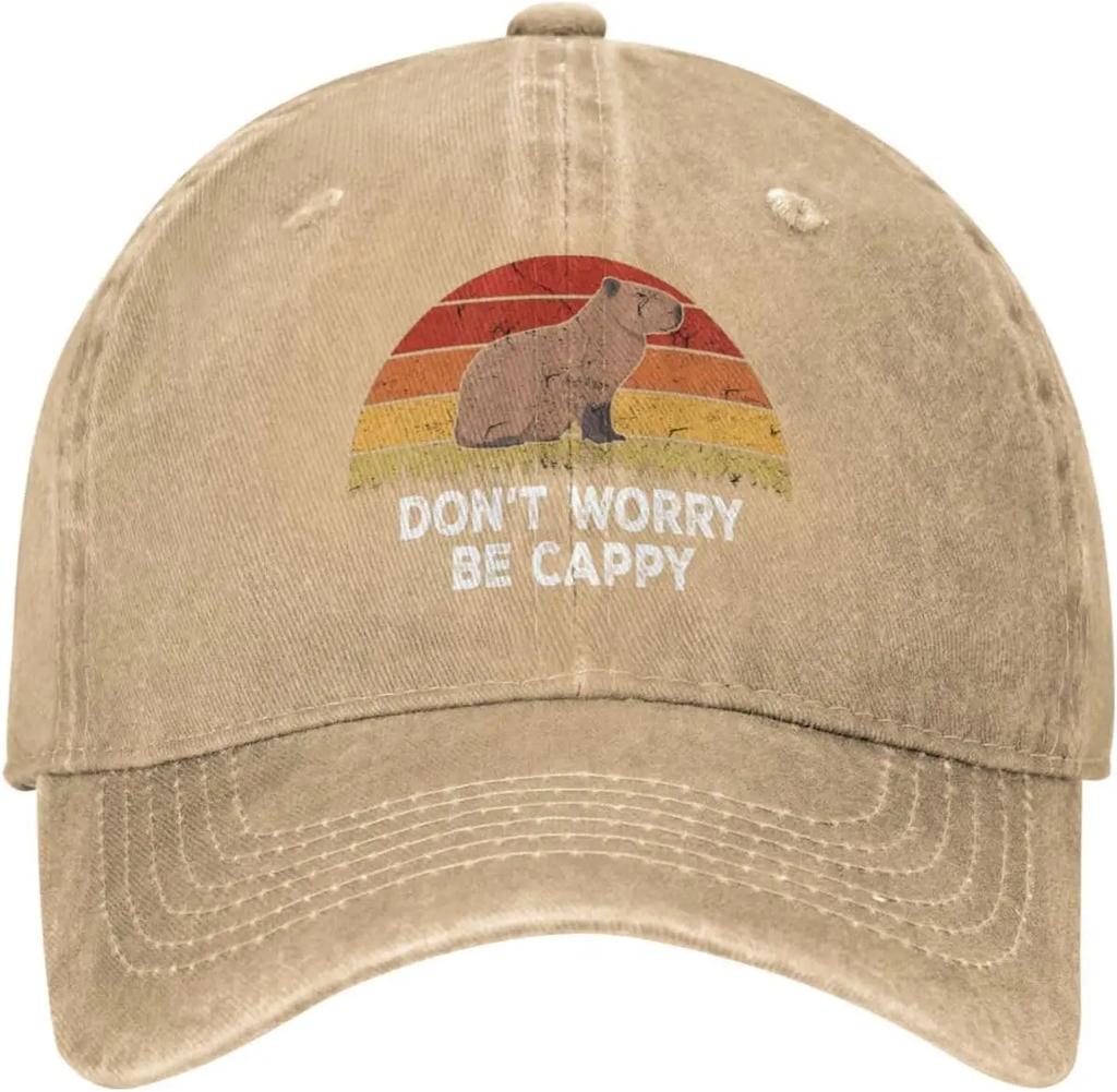 Dont Worry Be Cappy Capybaras Hat Men Baseball Cap Vintage Cap