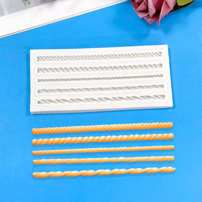 Five Braided Ropes Silicone Mold Kitchen Diy Dessert Chocolate Mold Fondant Cake Baking Tool Long Strip Lace Decoration Mold
