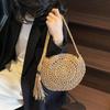Women Hollow Straw Bag Circle Rattan Bag Round Soft Paper Rope Shoulder MessengerBag Tassel Summer Beach Handmade Crossbody Bags