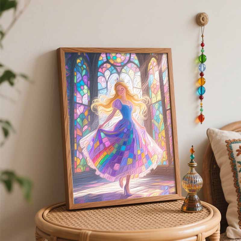 Disney Oil Painting Hand Painting Coloring Painting Handmade Diy Home Decoration Gift Princess Stained Glass Dress