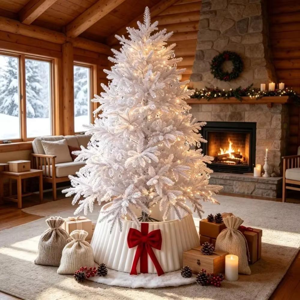 Folding Velvet Christmas Tree Collar Strip Design Xmas Tree Surround Cover  Indoor