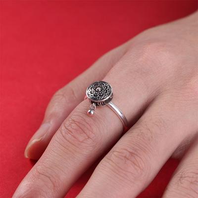 Retro Buddhism Jewelry Gift Transfer Ring Hua Tai Sui Amulet Opening Ring Ethnic Style Ring Korean Style Ring Female Rings
