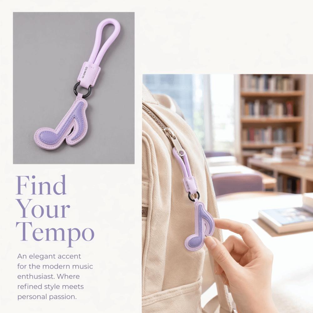 Treble Note Musical Note Keychain Beamed Sixteenth Note PU Leather Keyring Music Pendant Gift
