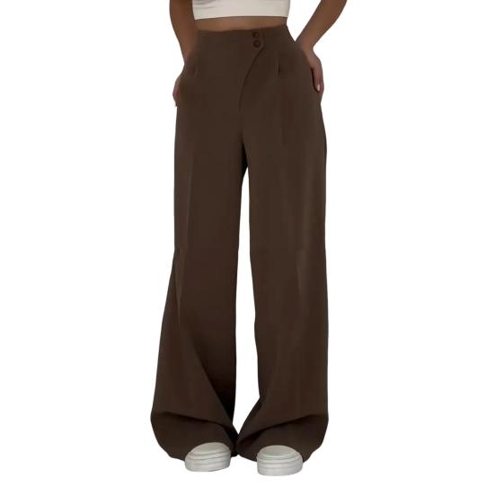 Women Suit Pants High Waist Straight-Leg Wide-Leg OL Commuter Style Casual