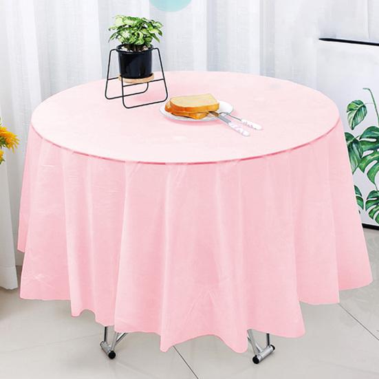 10Pcs Plastic Table Cloth 84 Inch Disposable Tablecloth Easy Cleaning Round Table Cover Parties Picnic Birthday Wedding Supplies