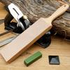 SHARPAL 205H Leather Strop (Genuine Cowhide) 8" X 3" Kit, 2oz. Polishing Compound & Angle Guide, Knife Stropping Block for Sharpening &