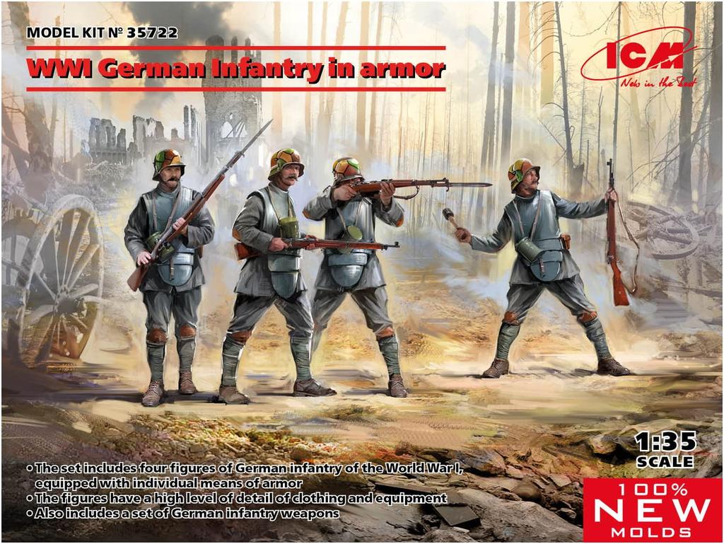 ICM World War I German Armored Infantry Plastic Model 35722 1/35
