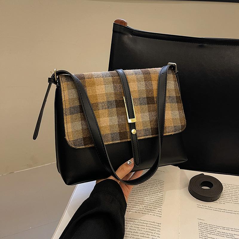 Kostkovaná taška Dámská Nová Ležérní Všestranná Taška přes rameno Velkokapacitní Nákupní taška Módní Dojížděcí Taška Messenger