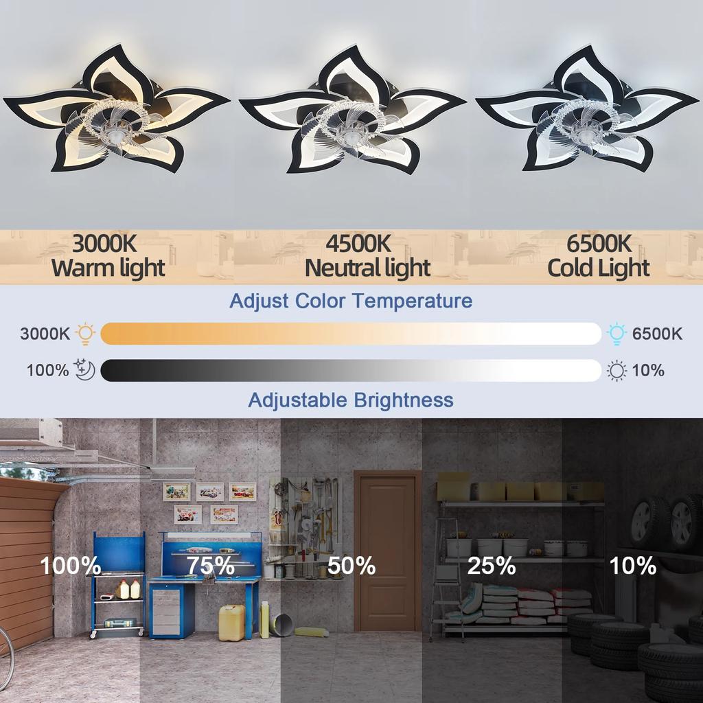 IRALAN Deckenventilator mit Leuchten, moderne dimmbare Blumenform, Fernbedienung/App-Steuerung, Timer 6 Geschwindigkeitsstufen Deckenleuchte Ventilator