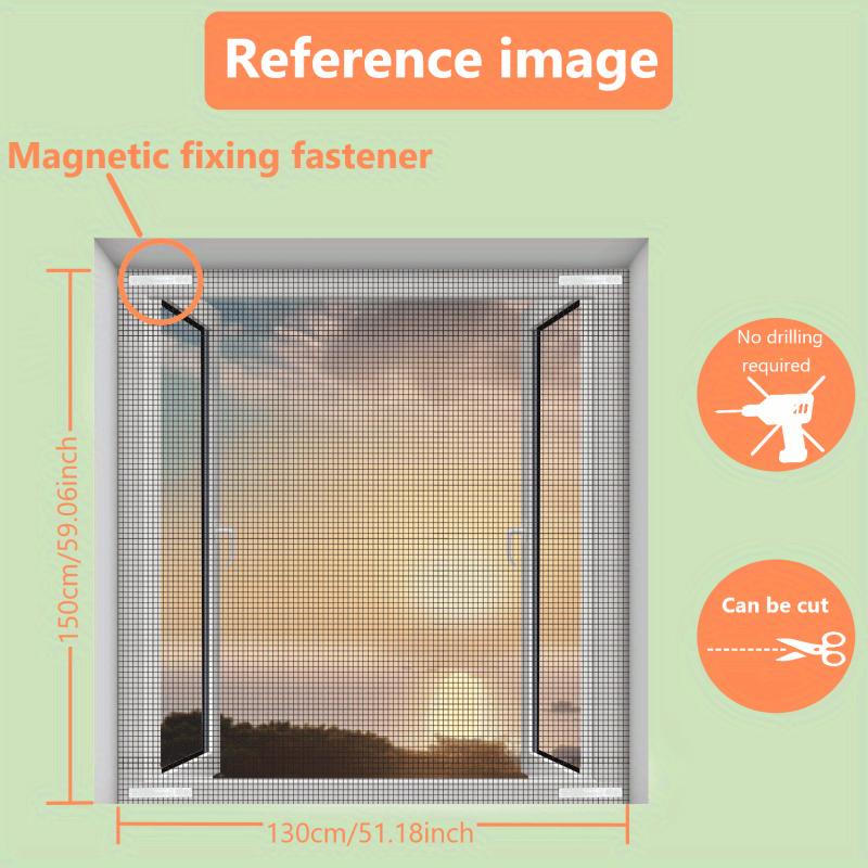 1pc Magnetic Window Screen, High Breathability Can Be Cut And Installed Without Punching, Mosquito Prevention Device