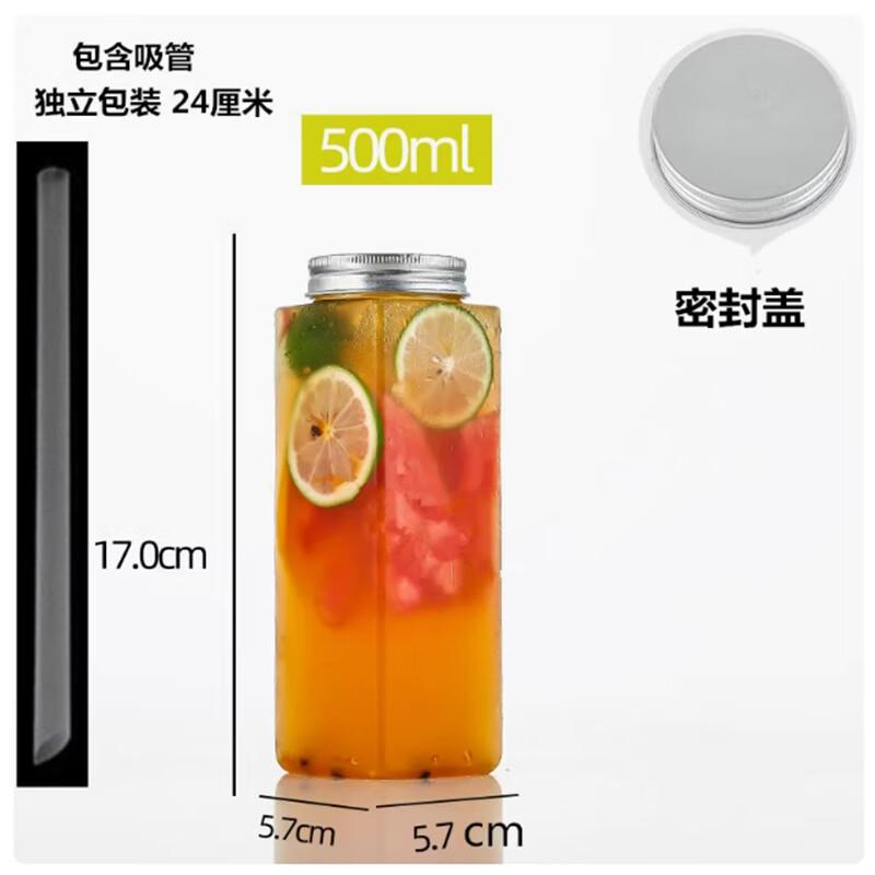 Disposable 500ml Rectangular Plastic Milk Tea Cups