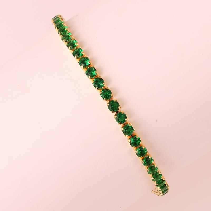 New Emerald Geen Zircon Gold Color Charm Bracelets For Girls Gold Filled Fashion Jewelry Party Women Luxury Accessories Bracelet